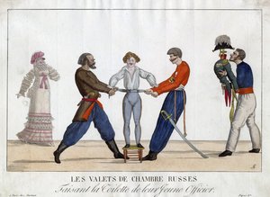 Toilet af en ung russisk officer - Garneray, Ambroise Louis (1783-1857) - ca. 1815 - Radering, akvarel - 24x32,6 - Privat Samling af Ambroise Louis Garneray