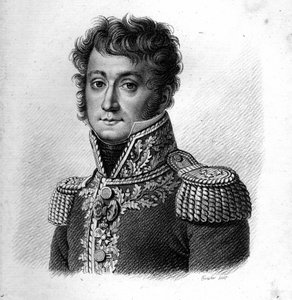 General Baron Gilbert Desiree Joseph Bachelu. (1777-1849).i ""Portrætter af de franske generaler"". Graveret af Ambroise Tardieu i 1818. Stella Collection af Ambroise Tardieu