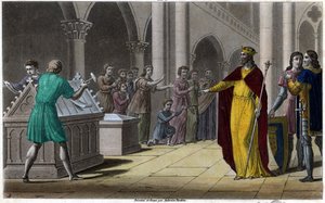 Grimoald, søn af Pépin den Ældre, borgmester i paladset i Austrasia (642) under Sigebert III. Designet og indgraveret af Ambroise Tardieu i 1825. af Ambroise Tardieu