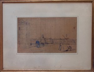 Le Quai de Carenage, Le Pollet, 1928 (blyant og wc på papir) af Ambrose McEvoy