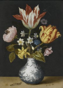 Stilleben af blomster i en Wan-Li vase