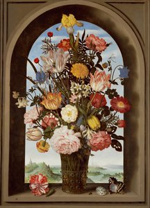 Blomsterstilleben med tulipaner (olie på træ) af Ambrosius II Bosschaert