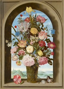 Vase med blomster i et vindue, ca. 1618
