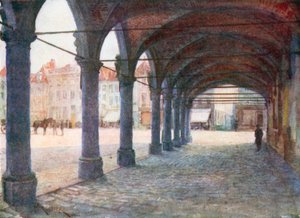 Arkade under Nieuwerk, Ypres (farvelitografi)