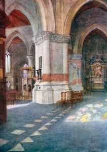 Interiør af kirke, Nieuport (farvelitografi)