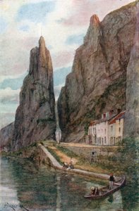 Le Rocher Bayard, Dinant (farvelitografi)