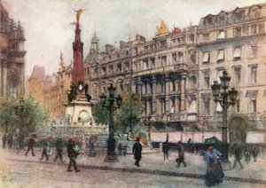 Place de Brouckere, Bruxelles (farvelitografi) af Amedee (after) Forestier