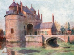 Ostend Gate, Brugge (farvelitografi) af Amedee (after) Forestier