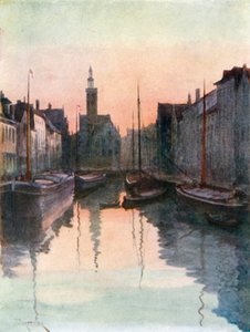 Quai du Miroir, Brügge (farvelitografi)