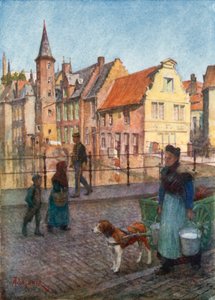 Quai du Rosaire, Brügge (farvelitografi)