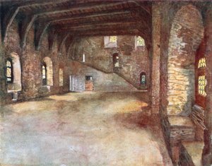 Bankettsalen, Chateau des Comtes, Gent (farvelitografi)