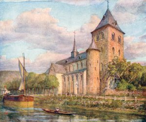 Den romanske kirke, Hastiere (farvelitografi)