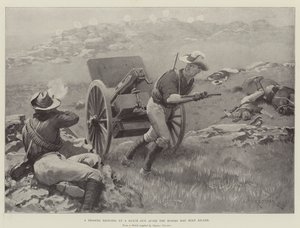 En soldat, der fremfører en Maxim Gun, efter at hestene var blevet dræbt