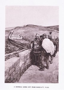 En general ser ud over Hadrians mur, illustration fra The Roman Soldier, 1928