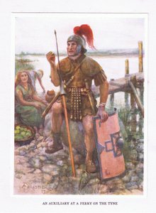 En medhjælper ved en færge på Tyne, illustration fra The Roman Soldier, 1928