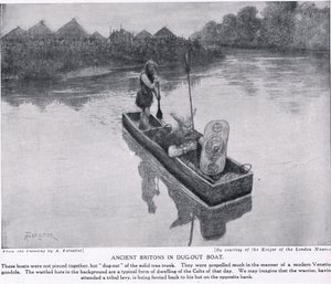Gamle briter i udgravet båd, illustration fra 