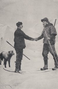 Møde mellem polarforskere Frederick George Jackson og Fridtjof Nansen, Franz Josef Land, 1896 af Amedee Forestier