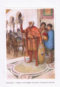 Stiliko, en vandal, The Roman Magister Utriusque Militiae, illustration fra The Roman Soldier, 1928 af Amedee Forestier