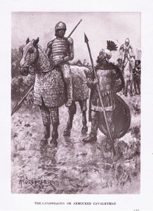 Cataphractus eller pansrede kavalerist, illustration fra The Roman Soldier, 1928 af Amedee Forestier