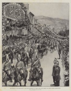 Prinsen i hans fyrstedømme, den kongelige procession i Great Duke Gate Street og North Parade, Aberystwyth