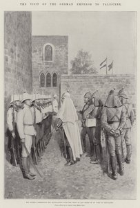 Den tyske kejsers besøg i Palæstina, hvor hans majestæt overrækker sine blåjakker med korset af Johannesordenen af Jerusalem