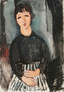 En tjener i et stribet forklæde, 1916 af Amedeo Modigliani