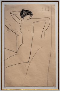 Anna Akhmatova, siddende nøgen, læner hovedet på sin venstre skulder af Amedeo Modigliani