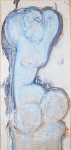 Caryatid, ca. 1914 (gouache på papir, lagt på lærred og panel) af Amedeo Modigliani