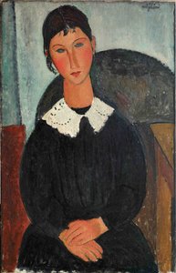 Elvira med hvid krave, 1917-1918. af Amedeo Modigliani