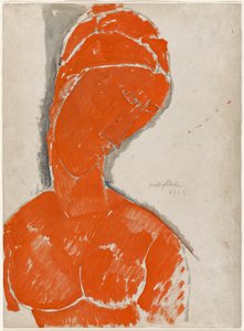 Kvindebuste i rødt af Amedeo Modigliani