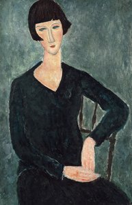 Kvinde siddende i blå kjole, 1918-1919. af Amedeo Modigliani