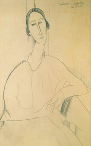 Hanka Zborowska, ca. 1917 (farveblyant på papir) af Amedeo Modigliani