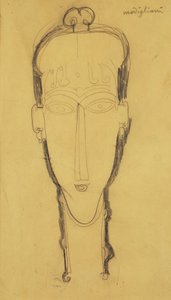 Head of a Caryatid in a Head Dress, 1911 af Amedeo Modigliani