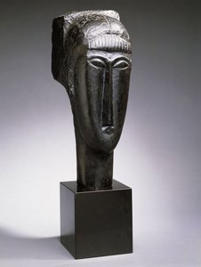 Hoved af en kvinde med frynser; Tete de Femme a la Frange, 1912 af Amedeo Modigliani
