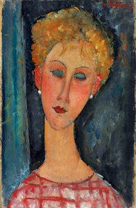 Blondinen med øreringe, 1918-1919 af Amedeo Modigliani