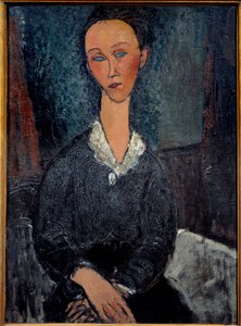 La woman au col blanc Maleri af Amedeo Modigliani (1884-1920) 20. århundrede Søn. 0,92x0,6 m Grenoble, musee des Beaux Arts af Amedeo Modigliani