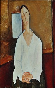 Madame Zborowska med knugede hænder, ca. 1917 af Amedeo Modigliani