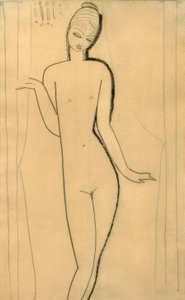 Nøgen ung pige - karyatide af Amedeo Modigliani