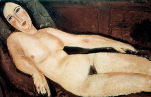 Nøgen på en sofa. Maleri af Amedeo MODIGLIANI (1884-1920)