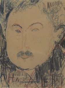 Portræt af Adolphe Basler, ca. 1916 (conté farveblyant) af Amedeo Modigliani