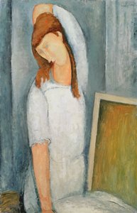 Portræt af Jeanne Hebuterne (1898-1920) med sin venstre arm bag hovedet