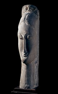 Leder af kvinde. Kvindens hoved. Skulptur af Amedeo Modigliani (1884-1920) af Amedeo Modigliani