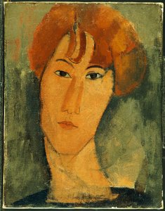 Ung kvinde med rødt hår iført krave af Amedeo Modigliani