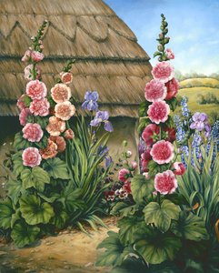Cottage Garden med stokroser, 1995
