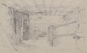 Inde i en stald, ca. 1810 (blyant)