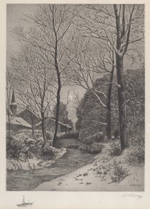 Månebelyst gåtur om vinteren af American 19th Century