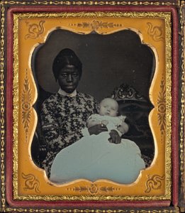 Portræt af en kvinde og baby af American 19th Century