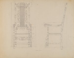 Tegning af en stol af American 20th Century