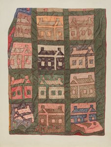 Bjælkehytte Patchwork Quilt af American 20th Century