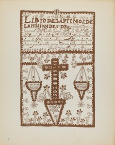 Plade 2: Jemez Book of Baptisms: Fra porteføljen "Spanske koloniale designs i New Mexico" af American 20th Century